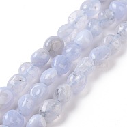 Natural Blue Chalcedony Beads Strands, Tumbled Stone, Nuggets, 5~12x4~9mm, Hole: 1mm, 15.7 inch~15.9 inch(40~40.5cm)(G-K203-26)