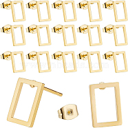 24Pair 2 Cards Hollow Rectangle 304 Stainless Steel Stud Earrings for Girl Women, Golden, 10x7mm, Pin: 0.7mm, 12pair/card(EJEW-BC0001-09)