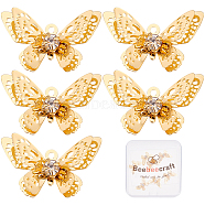 Beebeecraft 10Pcs Brass Micro Pave Clear Cubic Zirconia Pendants, Nickel Free, Butterfly, Real 18K Gold Plated, 27x35x6mm, Hole: 1.2mm(KK-BBC0001-84)