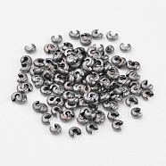 Brass Crimp Beads Covers, Gunmetal, 3mm In Diameter, Hole: 1mm(KK-K145-01B)