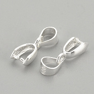 925 Sterling Silver Pendants, Ice Pick & Pinch Bails, Carved 925, Silver, 16mm, Hole: 5mm, Pin: 0.5mm(X-STER-S002-70)