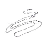 304 Stainless Steel Necklaces, Cable Chain Necklaces, Stainless Steel Color, 16.26 inch(41.3cm)(NJEW-E080-13P-01)