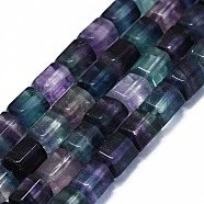 Natural Fluorite Beads Strands, Hexagonal Prisms, 10x9x8mm, Hole: 0.8mm, about 38pcs/strand, 15.16 inch(38.5cm)(G-O170-175)