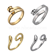 8pcs 2 style Octopus Alloy & Steel Cuff Rings Sets, Knitting Loop Crochet Loops, Yarn Guide Finger Holder, Mixed Color, Inner Diameter: 16~19mm, 2pc/style(RJEW-SC0001-18)
