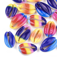 Printed Cowrie Shell Beads, No Hole/Undrilled, Mixed Color, 20~25x13~17x7~8mm(SSHEL-T007-14)