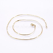 304 Stainless Steel Flat Snake Chain Necklaces, with Lobster Claw Clasps, Golden, 17.7 inch(45cm), 1.7x0.5mm(NJEW-O102-27G)