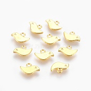 Tibetan Style Alloy Charms, Cadmium Free & Nickel Free & Lead Free, Bird, Golden, 7x11x1mm, Hole: 1mm(X-TIBEP-A18898-G-FF)