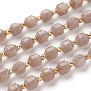 Natural Sunstone Beads Strands, Round, Faceted, 7x7x8mm, Hole: 0.8mm, about 38pcs/strand, 15.35 inch(39cm)(G-K303-A34-8mm)