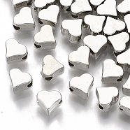 Plating ABS Plastic Beads, Heart, Platinum, 5.5x6x4mm, Hole: 1.6mm(X-KY-N007-49)