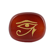 Natural Carnelian Cabochons, Oval with Egyptian Eye of Ra/Re Pattern, Religion, 25x20x6.5mm(RELI-PW0001-069H)