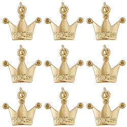 20Pcs Alloy Pendants, Long-Lasting Plated, with Jump Ring, Crown with Word Princess, Golden, 17.5x19x3.5mm, Hole: 3.5mm(FIND-SC0006-39)