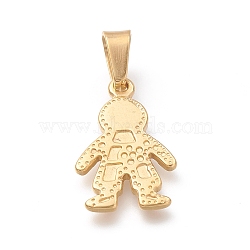 304 Stainless Steel Pendant Cabochon Setting for Enamel, Boy, Golden, 20x12.5x1.5mm, Hole: 6.5x4mm(STAS-O138-12G)
