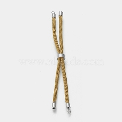 Nylon Twisted Cord Bracelet, with Brass Cord End, for Slider Bracelet Making, Dark Goldenrod, 9 inch(22.8cm), Hole: 2.8mm, Single Chain Length: about 11.4cm(MAK-M025-108A)