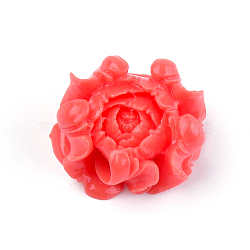 Synthetic Coral Pendants, Dyed, Flower, Tomato, 20x23~25x12mm, Hole: 1.2mm(X-CORA-S026-03H)