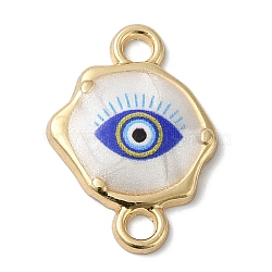 Zinc Alloy Enamel Connector Charms, Golden, Evil Eye Links with Resin, Purple, 20x12x2mm, Hole: 2mm(ENAM-Z013-03A)