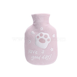 Cat Paw Print Rubber Hot Water Bottles, with with Soft Fluffy Cover, Hot Water Bag, Lavender Blush, 187x110mm, Capacity: 350ml(COHT-PW0001-48A)