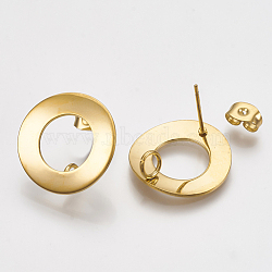 304 Stainless Steel Stud Earring Findings, Curved, Ring, Golden, 18mm, Hole: 3mm, Pin: 0.8mm(X-STAS-Q231-07G)