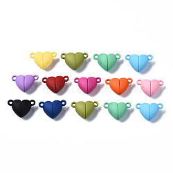 Spray Painted Alloy Magnetic Clasps with Loops, Cadmium Free & Nickel Free & Lead Free, Heart, Mixed Color, 10.5x16x7mm, Hole: 1.2mm(PALLOY-T080-19A-NR)