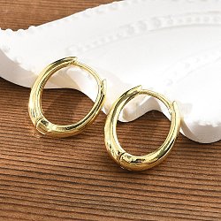 Brass Huggie Hoop Earrings, Long-Lasting Plated, Oval, Golden, 17x15x4mm, Pin: 1mm(EJEW-C502-11G)