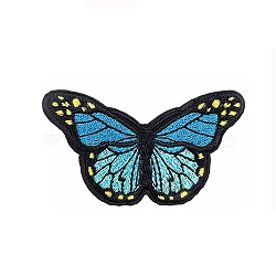 Butterfly Appliques, Computerized Embroidery Cloth Iron on Patches, Costume Accessories, Deep Sky Blue, 45x80mm(WG14339-12)