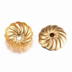 Ion Plating(IP) 304 Stainless Steel Bead Caps, Flower, Golden, 7x1.5mm, Hole: 1mm(STAS-G075-10G)
