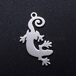 201 Stainless Steel Pendants, Lizard, Stainless Steel Color, 25x13x1mm, Hole: 1.4mm(STAS-Q201-JN285-1)