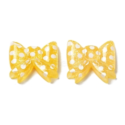 Translucent Resin Cabochons, Polka Dot Bowknot, Yellow, 16.5x18.5x5mm(CRES-D018-01A)