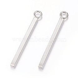 304 Stainless Steel Pendants, Rectangle/Bar, Stainless Steel Color, 28x1.5x1.5mm, Hole: 2mm(X-STAS-P186-05P-28mm)