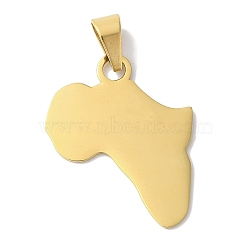 Ion Plating(IP) 304 Stainless Steel Pendants, Africa Map Charm, Golden, 31.5x25.5x1mm, Hole: 8x5mm(STAS-Z075-26G)