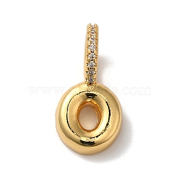 Brass Micro Pave Cubic Zirconia Pendants, Lead Free & Cadmium Free, Long-Lasting Plated Letter O, 18x10x9mm, Hole: 5mm(KK-K345-13O-G)