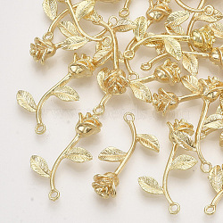 Alloy Pendants, Rose, Light Gold, 29x16x7mm, Hole: 1.6mm(X-PALLOY-S121-203)