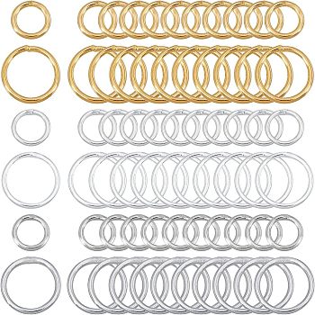 300Pcs 6 Style Brass Round Rings, Soldered Jump Rings, Closed Jump Rings, Soldered, Mixed Color, 50pcs/style