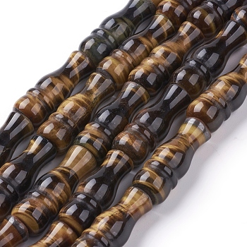 Natural Tiger Eye Beads Strands, Vase, 26~27x10mm, Hole: 1mm, about 15pcs/strand, 15.5 inch(39.5cm)