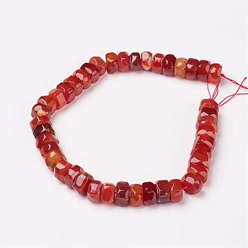 Natural Red Agate Agate Beads Strands, Faceted, Rondelle, Dyed, Dark Orange, 15.5x15x9mm, Hole: 1.5mm, 42pcs/strand, 15.6 inch(39.5cm)