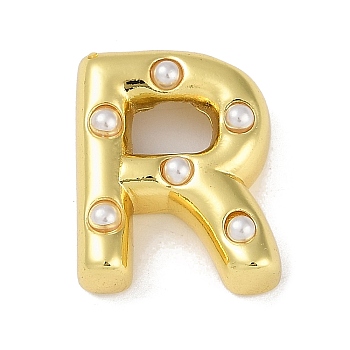 Brass Pendant, with ABS, Letter A~Z, Letter R, 21x17x6.5mm, Hole: 3.5mm