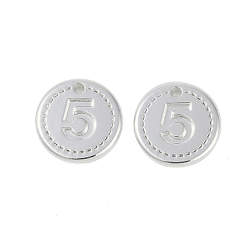 Rack Plating Alloy Pendants, Lead Free & Cadmium Free, Flat Round Charms, Silver, 10x1mm, Hole: 0.9mm