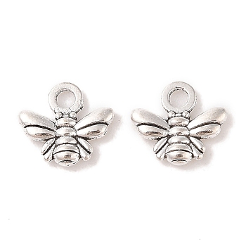 Tibetan Style Alloy Charms, Cadmium Free & Nickel Free & Lead Free, Bee, Antique Silver, 10x11x2mm, Hole: 2mm