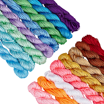 Elite 16 Bundles 16 Colors Braided Polyester Cords, Polyester String for Jewelry Making, Mixed Color, 1mm, about 28.43 yards(26m)/bundle, 1bundle/color, 16colors, 16bundle