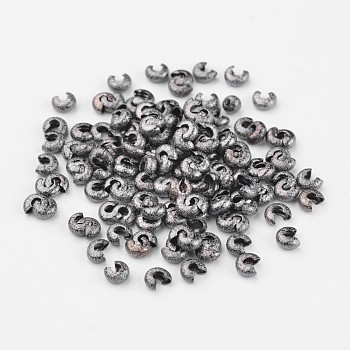 Brass Crimp Beads Covers, Gunmetal, 3mm In Diameter, Hole: 1mm