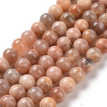 Round Natural Sunstone Beads Strands, 10mm, Hole: 1mm, about 38pcs/strand, 15.4 inch