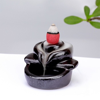 Ceramic Ornaments Backflow Incense Mini Incense Burner Decorative Gifts, Dark Khaki, 62.5x60.5x45mm, Hole: 23.5mm