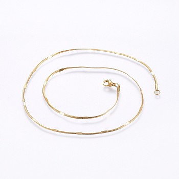 304 Stainless Steel Flat Snake Chain Necklaces, with Lobster Claw Clasps, Golden, 17.7 inch(45cm), 1.7x0.5mm