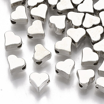 Plating ABS Plastic Beads, Heart, Platinum, 5.5x6x4mm, Hole: 1.6mm