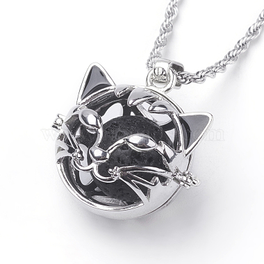 304 Stainless Steel Kitten Chain Necklaces(NJEW-JN02012-01)-2