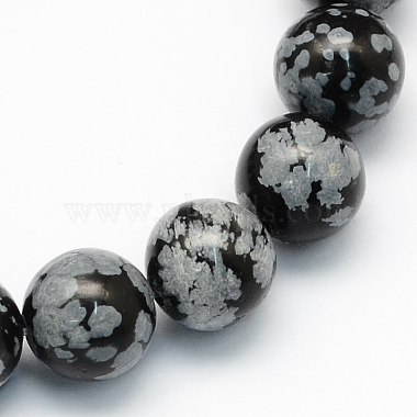 7mm Round Snowflake Obsidian Beads
