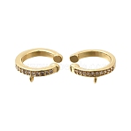 Brass Micro Pave Cubic Zirconia Ear Cuff Findings, with Loop, Golden, 14x14x5mm, Hole: 1.2mm(KK-K426-09G)