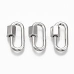 Brass Screw Carabiner Lock Charms, for Necklaces Making, Cadmium Free & Lead Free, Quick Links, Oval, Platinum, 20x11.5x2mm, Screw: 6.5x6.5mm(KK-T047-08P)