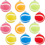 12Pcs 6 Colors Cloth Fabric Pendants, with Platinum Tone Iron Loop, Tennis, Mixed Color, 7/8x3/4 inch(22x19mm), Hole: 2mm, 2pcs/color(FIND-SC0021-48)