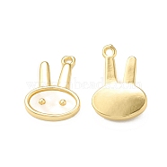 Natural Shell Pendants, Rabbit Charms, with Brass Findings, Real 18K Gold Plated, 17x11x2mm, Hole: 1.2mm(KK-P228-04G)