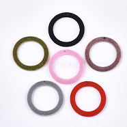 Flocky Acrylic Pendants, Ring, Mixed Color, 29~30x1.5~2.5mm, Hole: 1.5mm(FIND-T046-21)